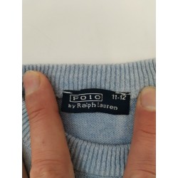 POLO By RALPH LAUREN Boys Pull Sweat Cardigan Bleu Clair Gris 11-12 Years Small