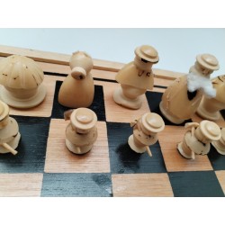 Jeu D'échecs Artisanal Sculpté Main Jeu Échec Villageois Tribu