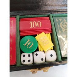 Coffret Luxe Cuir Noir RP Jeux De Cartes Mises Dés 421 Boite Jeu Carte
