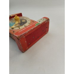 1969 Fisher Price Toys Music Box Teaching Clock School Horloge Boite A Musique