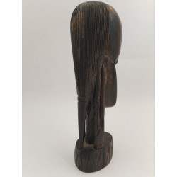 Buste Visage Statue Africaine Bois Ébène Sculpté Art Africain Tribu Statuette