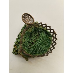 Ancien Sac A Main Français Soirée Tissu Crochet Laine Bourse Mendiant Fermoir...