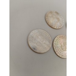 Lot De 5 Jetons Anciens Mises Nacre Gravé Ciselé Fleurs Poker Casino Jeu Jeux 