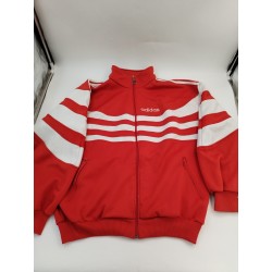 Années 90 Veste Adidas Vintage Rouge Blanche Haut Survêtement Sport As Monaco