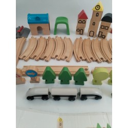 Trains En Bois IKEA LILLABO Railways 45 pièces Train Rails Jeu Jouet