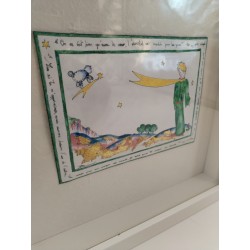 Le Petit Prince Peinture Signée Boignal Plaque Émaillé Encadré Création