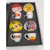 Classic Shell Oil Espresso Set 4 Ceramic Cups And Saucers Collection Tasses A...