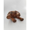 SCULPTURE STATUE D'ÉLÉPHANT SCULPTÉ EN BOIS MASSIF ART THAÏLANDAIS H. 27 CM