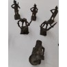 Lot De 9 Statuettes Scène De Village Africains Métal Laiton ? Villageois