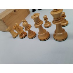 Beau Jeu D'échecs Ancien Bois Vernis Feutrine Look Staunton Classique Chavet