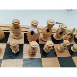 Jeu D'échecs Artisanal Sculpté Main Jeu Échec Villageois Tribu
