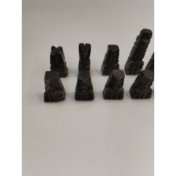 Jeux D'échecs 32 Pièces En Marbre Rose Et Noir Sculpté Aztèques Incas Jeu Echec