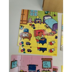 Vilac Lot De 4 Puzzles Bois 4 X 12 Pièces Petit Ours Brun Puzzle Jeu