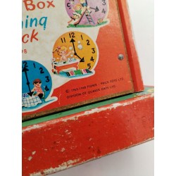 1969 Fisher Price Toys Music Box Teaching Clock School Horloge Boite A Musique