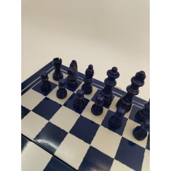 Jeux D'échecs En Bois Bleu Vs Gris Jeu Échec Coffret Pliant Plateau Échiquier