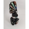 Statue Sculpté Obsidienne Noire Pierre Semi Précieuse Nacre Aztèque Incas...