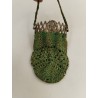 Ancien Sac A Main Français Soirée Tissu Crochet Laine Bourse Mendiant Fermoir...