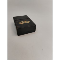Ancienne Boite De Cartes Napoléon III 3 Noir Laqué Jeux Ancien Jeu Carte