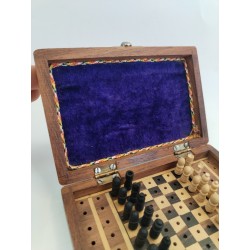 VINTAGE WOODEN TRAVEL MINIATURE WOOD PEG CHESS SET Jeu D'échecs Jeux Échec
