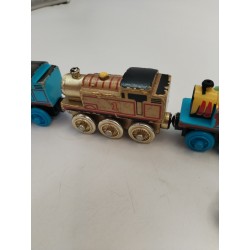Lot De 4 Thomas Trains En Bois Aimanté Limited Édition Gold Paint Jeu Jouet...