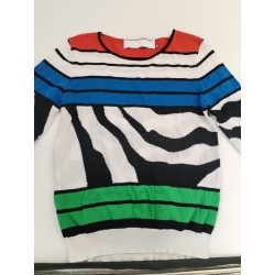 JC De Castelbaljac Pull Haut Tricot Sweat Marinière Rayures Zèbre Mondrian Mixte