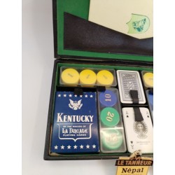 Coffret Cuir Luxe jeu de cartes LE TANNEUR Népal jetons mallette Jeux bridge