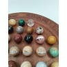 Grand Solitaire En Bois Sculpté Et Vrais Pierres Semi Précieuse Jeu
