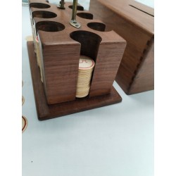 Ancien Coffret Bois Mises Jeux Os Ciselé Teinté Jetons Poker Casino Jeu...