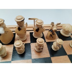 Jeu D'échecs Artisanal Sculpté Main Jeu Échec Villageois Tribu