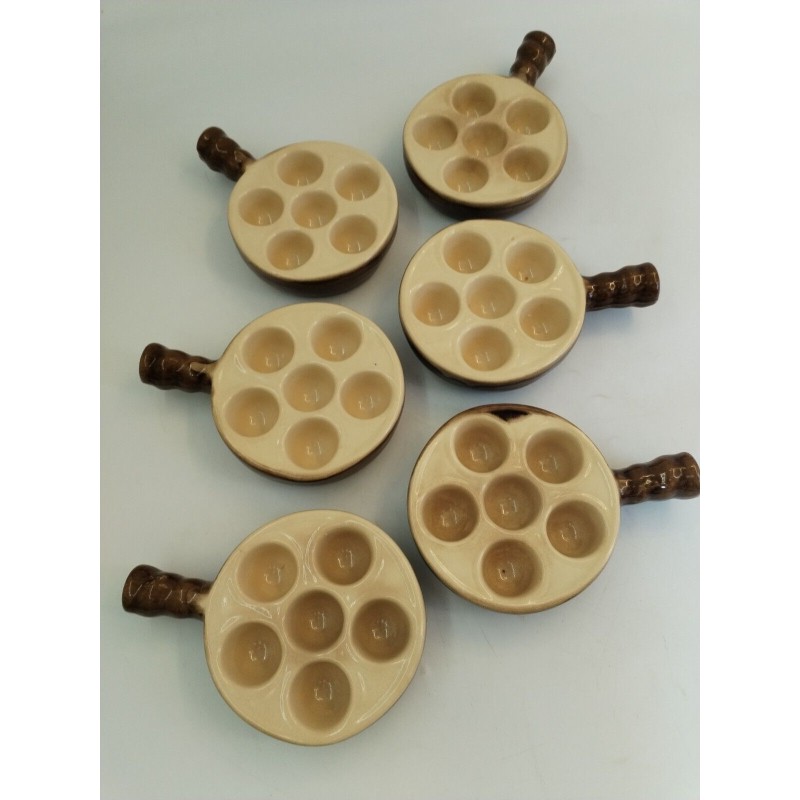 Service Complet Lot De 6 Poêlons Caquelons La Bourguignonne Escargots Poêlon