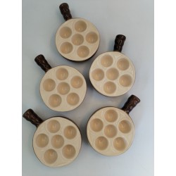 Lot De 5 Poêlons Emile Henry Service Escargots Caquelons France