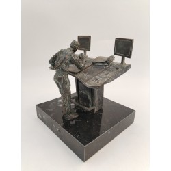 Statuette " L'opérateur " Bronze Marbre Édition Imprimeur Riccobono