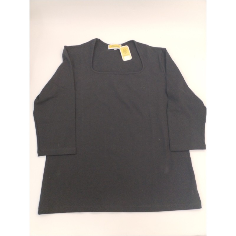 Les Olivades Neuf Taille 4 T Shirt Uni Noir Manches Semi Longues