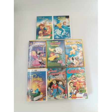 Lot De 8 Cassettes Vidéo VHS K7 Dessins Animés TF1 La Belle Et La bête La petite