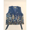 Les Olivades Gilet Sans Manches Fleurs Taille 36 Bleu Marine Provence