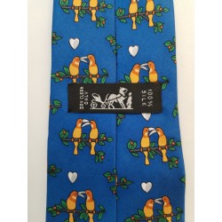 Cravate Hermes 100% Soie Les Amoureux 7440 HA Bleu Roi Made In France Tie Silk
