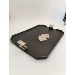 Ancien Plateau Carré D'as Cartes Art Déco Bois Laqué Napoléon 3 Casino Jeux