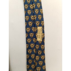 HERMES VINTAGE Cravate En Soie Bleu Marine Or Chaîne Triangle Baroque FRANCE 