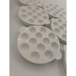 Lot de 6 plats poêlon à escargots 12 trous en grés céramique Service Caquelon 