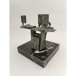 Statuette " L'opérateur " Bronze Marbre Édition Imprimeur Riccobono