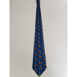 Cravate Hermes 100% Soie Les Amoureux 7440 HA Bleu Roi Made In France Tie Silk