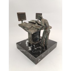 Statuette " L'opérateur " Bronze Marbre Édition Imprimeur Riccobono