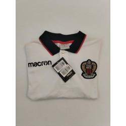 Neuf Polo Ogc Nice Macron Taille M Football CLUB Blanc Noir rouge Tenue De...