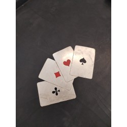 Ancien Plateau Carré D'as Cartes Art Déco Bois Laqué Napoléon 3 Casino Jeux