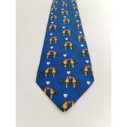 Cravate Hermes 100% Soie Les Amoureux 7440 HA Bleu Roi Made In France Tie Silk
