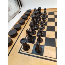 Grand Coffret Bois Jeux D'échecs Backgammon Tric Trac Jacquet Staunton Set...