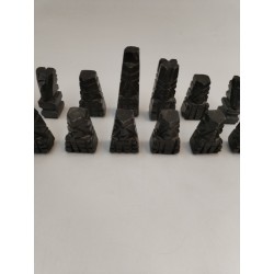 Jeux D'échecs 32 Pièces En Marbre Rose Et Noir Sculpté Aztèques Incas Jeu Echec