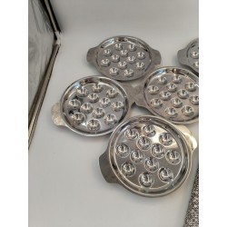 Lot Escargots Service Inox 6 Plats Assiette 12 Troues 6 Pinces Escargot 