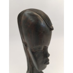 Buste Visage Statue Africaine Bois Ébène Sculpté Art Africain Tribu Statuette