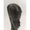 Buste Visage Statue Africaine Bois Ébène Sculpté Art Africain Tribu Statuette